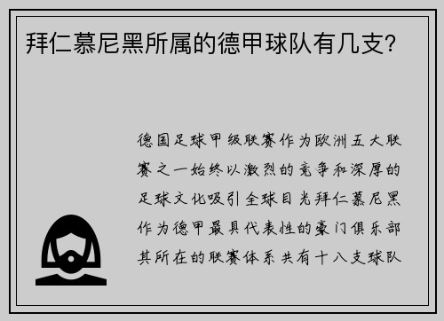 拜仁慕尼黑所属的德甲球队有几支？